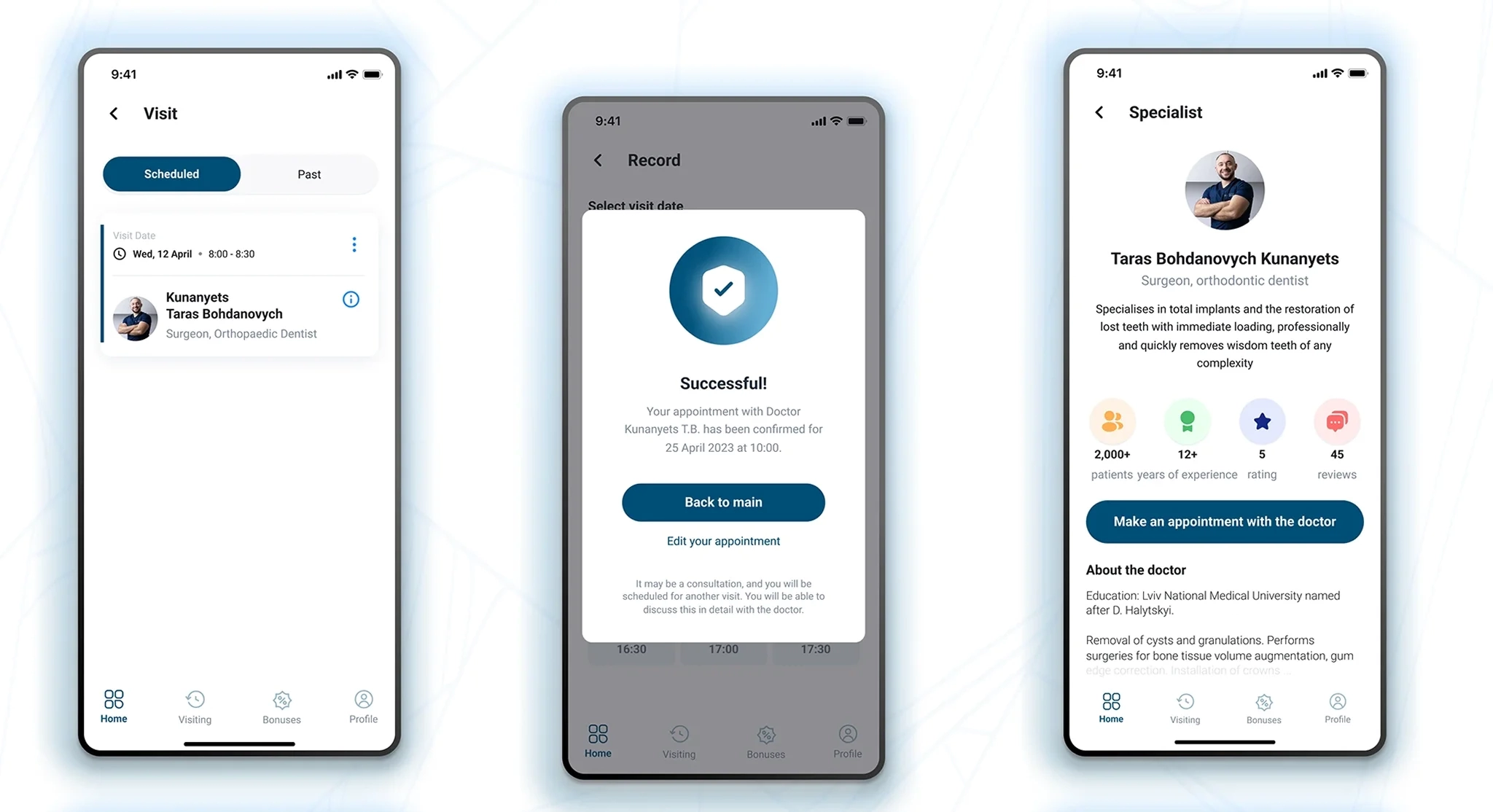 Overview of the functional capabilities of the bioclinic mobile application