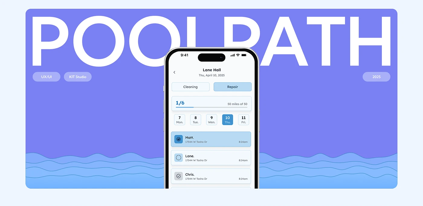 Overview of the mobile app functionality PoolPath